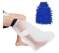 1 protection imperméable pour les jambes, 1 gant de nettoyage, protection imperméable pour plâtre des jambes, protection imperméable pour les membres lors du bain, design demi-jambe pour adultes