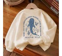 1 pull col rond à manches longues pour fille avec l'impression "QUAND TU TRAVERSERAS LES EAUX PROFONDES, JE SERAI AVEC TOI". Confortable et élégant, décontracté et polyvalent, un nouveau Top pour les