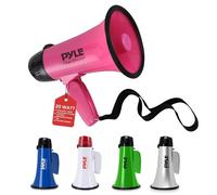 PYLE Haut-Parleur Mégaphone Portable avec Sirène -Mégaphone Compact à Piles, 20 Watts, Microphone, 2 Modes, Sonorisation PA et Poignée Pliable pour Cheerleading et Usage Policier, Rose