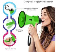 1 Pyle PMP32GR Mégaphone Vert 30 Max Watts pour Manifestation Grève Avec Sirène