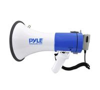 Pyle Haut-Parleur Mégaphone Portable PA Bullhorn, Mégaphone Porte-Voix avec Sirène Intégrée, 50W avec Contrôle de Volume Ajustable, Portée de 1100mètres, Idéal pour Sports, Exercices de Sécurité