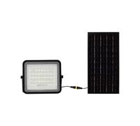 1 pz 10W LED Solar Floodlight 6400K Replaceable Battery 3m Wire Black Body