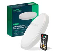 V-TAC Lampe dôme ronde LED - Détecteur de micro-ondes - 420mm - IP44 - Blanc - 30W - 3000 Lumens - 4000K