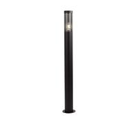 1 pz Bollard Garden Light Fitting E27 (76mmx119x1000mm) Smoke Plastic/SS Black B