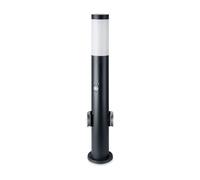 1 pz E27 Bollard Lamp 60cm PIR Sensor with 2 EU Plug Sockets Stainless Steel Bla