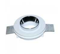 1 pz GU10 Fitting Gypsum White Recessed Light with Chrome Metal Round