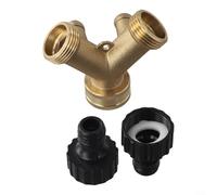 1 raccord de tuyau d'arrosage à 2 voies en laiton de 1,9 cm avec haut débit et valves réglables individuellement pour arrosage extérieur, jardinage, lavage de voiture et remplissage de piscine (25 mm)