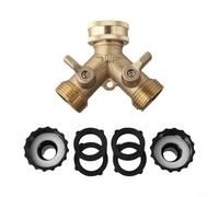 1 raccord de tuyau d'arrosage à 2 voies en laiton de 1,9 cm avec haut débit et valves réglables individuellement pour arrosage extérieur, jardinage, lavage de voiture et remplissage de piscine (25,3