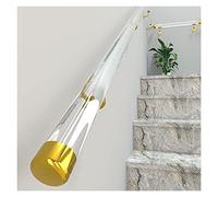 1 rampe d'escalier intérieure en acrylique transparent - Kit de rampe antidérapante sur mesure for personnes âgées et enfants - Fixation murale(Golden,380cm)