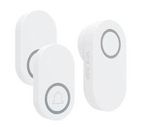 1 receiver 2 buttons Prise de l¿UE Étanche Sans Fil Sonnette QX-009 LED Lumière Accueil Appel Cloche À Distance Anneau 60 Tendance es 4 Volumes EU Plug AC 110-240V