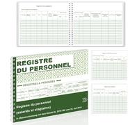 1 Registre du Personnel Obligatoire 80 Pages Légal Des Salariés et des Stagiaires Registre des Employés 20x32cm Unique du Personnel A4 Conforme à la Législation Reliure Spirale Format Horizontal