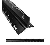 1 règle d'équerre architecturale de 30 cm de long, noire, avec poignée, pour architectes, ingénieurs (1:100, 1:200, 1:300, 1:400, 1:500, 1:600)