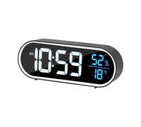 1 réveil LED avec contrôle vocal, double alarme indépendante, réglage de la luminosité à 5 niveaux, mode économie d'énergie, pour chambre à coucher, bureau à domicile, noir