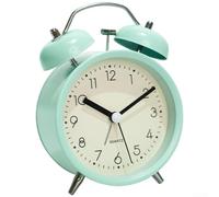 1 réveil mécanique en métal lumineux silencieux avec veilleuse - Design compact pour chambre d'enfants et d'étudiants (vert macaron)
