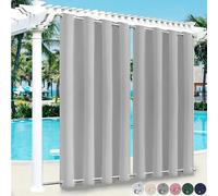 1 rideau d'extérieur avec œillets en haut et en bas Rideaux opaques Rideaux étanches au vent Rideau occultant pour terrasse Balcon Jardin Cour, 132x274cm/W*H, Gris