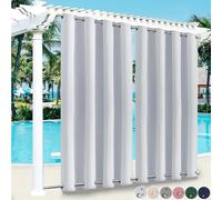 1 rideau d'extérieur avec oeillets en haut et en bas, opaque, coupe-vent, pour terrasse, balcon, jardin, cour, 132x243cm/W*H, gris-blanc