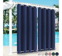 1 rideau d'extérieur avec oeillets en haut et en bas Rideaux opaques Rideaux étanches au vent Rideau occultant pour terrasse Balcon Jardin Cour, 132x274cm/W*H, Bleu
