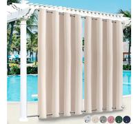 1 rideau d'extérieur avec oeillets en haut et en bas Rideaux opaques Rideaux étanches au vent Rideau occultant pour terrasse balcon jardin cour, 132x213cm/W*H, Beige
