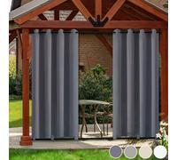 1 rideau d'extérieur gris foncé avec oeillets en haut et en bas, résistant aux intempéries, étanche à l'eau, rideaux d'extérieur opaques Rideaux pour terrasse, jardin et patio, 132x274cm
