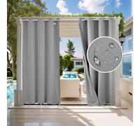 1 rideau d'extérieur résistant aux intempéries, anti-UV rideau d'extérieur étanche avec oeillets pour balcon terrasse véranda pergola tonnelle£¬Gris clair,132x275cm