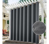 1 rideau Outdoor H 213 x L 254 cm Rideau occultant Gris pour terrasse & balcon Protection visuelle Protection solaire Foulard à œillets
