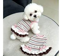 1 robe rayée pour animal de compagnie, vêtements pour chien et chat de petite taille, en peluche, bichon, yorkshire, usage quotidien, photos (XXL)