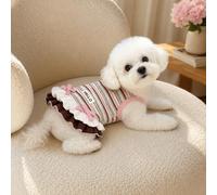 1 robe rayée pour animal de compagnie, vêtements pour chien et chat de petite taille, en peluche, bichon, yorkshire, usage quotidien, photos (L)
