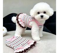 1 robe rayée pour animal de compagnie, vêtements pour chien et chat de petite taille, en peluche, bichon, yorkshire, usage quotidien, photos (XL)