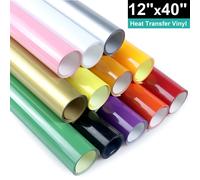 1 rouleau 12 "x 40"/30.5 cm x 20/100/150 cm mat Pu transfert de chaleur vinyle Films décoratifs motif T-shirt fer sur HTV impression HTV vinyle K8Fluorescent yellow