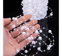 1 rouleau/197 pouces/500 cm Chaîne à perles de ciel étoilé 8+3, chaîne à perles de faux perles, décoration de bouquet de mariage, accessoires de bijouterie DIY, accessoires de cheveux de mariée, fourn