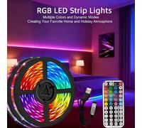1 rouleau 1m~20m de bandes LED RGB alimentées par USB, changement de couleur multicolore avec télécommande 44 touches, convient pour chambre, fête, décoration de la maison; bande LED flexible à change