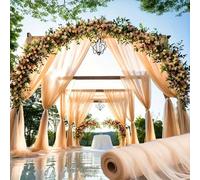 1 rouleau, 30m/16m Tissu en soie brodé blanc extra long - Rideau transparent à haute élasticité, convient pour les scènes de mariage DIY, la décoration d'anniversaire, la décoration d'allée, la décora