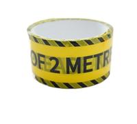 1/rouleau 48mm x 25m bandes d'avertissement jaune noir attention garder hors signe barrière rappel de sécurité autocollant for entrepôt usine école pour le marquage au sol/sécurité(Keep 2 Meters)
