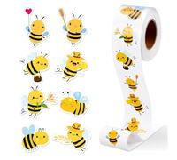 1 rouleau d'autocollants abeilles jaunes adorables, 500 autocollants adhésifs puissants, faciles à décoller et à coller, animaux mignons de 2, 5 cm pour bouteilles d'eau, ordinateurs