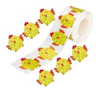 1 Rouleau d'Autocollants de Pâques Motif Poussin, Papier Laser, Amovibles Sans Traces, pour DIY, Œufs de Pâques et Emballages
