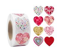 1 rouleau d'autocollants en forme de cœur, étiquettes d'amour de 2,5 cm pour Saint-Valentin, invitation, enveloppes, travaux manuels, scrapbooking, Saint-Valentin