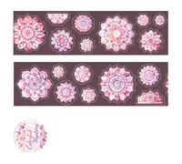 1 rouleau d'autocollants en forme de fleur - En PET - Esthétique - Imperméable - Décoratif - Pour scrapbooking, journal, carte - Large bande en PET