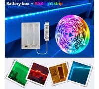 1 rouleau de 1 m à 15 m Bandes lumineuses LED RVB alimentées par batterie, Lumières LED flexibles changeant de couleur 5V 3535 avec contrôleur à 3 touches, convient pour l'intérieur/l'extérieur, chamb