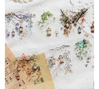 1 rouleau de 2m de ruban washi avec motif de plante et de fleur, sticker décoratif esthétique créatif, matériel de scrapbooking/DIY, cadeau de vacances, album de stickers personnalisé, fournitures sco