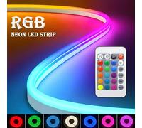 1 rouleau de bande lumineuse LED néon flexible à basse tension 5V, changeant de couleur RGB, interface USB, avec contrôleur multifonction à 24 touches, permet de changer les couleurs de la lumière et