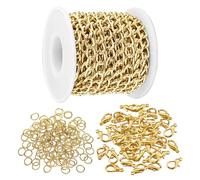 1 Rouleau De Chaînes De Fabrication De Bijoux, 50 Pièces De Fermoirs Mousquetons, 50 Pièces D'Anneaux, Chaînes De Sac, Chaînes De Bijoux, Chaînes Décoratives