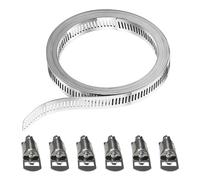 1 Rouleau De Colliers De Serrage De 2,5 M Et 6 Pièces De Fixation, Colliers De Serrage En Acier Inoxydable, Clip De Retenue De Tuyau, Colliers De Serrage Réglables, Outil De Réparation De Tuyaux