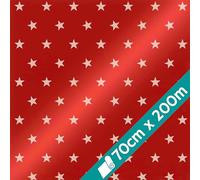 1 Rouleau de Papier Cadeau de Noël Rouge Miroir Brillant avec Étoiles 70cmx200m | Papier d'Emballage pour Noël