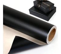 1 rouleau de papier cadeau finition métallique mate, couleur noire unie, convient pour Halloween, mariages, Saint-Valentin, anniversaires, Noël, bouquets DIY, cadeaux de Noël métalliques, décorations 