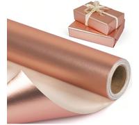 1 rouleau de papier cadeau finition métallique mate, papier de couleur rose gold, parfait pour les mariages, la Saint-Valentin, les anniversaires, Noël, les bouquets DIY, le papier cadeau de Noël méta