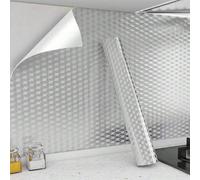 1 rouleau de papier d'aluminium de cuisine imperméable, résistant à l'huile et à la chaleur, autocollant mural amovible facilement, couleur argent, protection anti-éclaboussures, doublure de tiroir (4