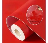 1 rouleau de papier peint adhésif rouge unicolore, taille : 40 cm x 5 m/3 m/1 m, surface mate et givrée en PVC, imperméable renforcé, facile à nettoyer, autocollant amovible, convient pour la chambre,