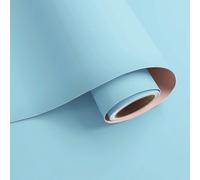 1 rouleau de papier peint autoadhésif bleu clair unicolore, taille 15,7"x196,8"/118,1"/39,3", surface mate en PVC, imperméable, facile à nettoyer, autocollant amovible, convient pour la chambre, le sa