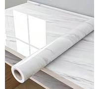 1 rouleau de papier peint PVC autocollant et imperméable, motif marbre blanc jazz - résistant à la chaleur, imperméable, anti-graisse, convient pour les plans de travail de cuisine, le mobilier, la dé