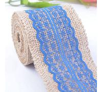 1 Rouleau de Ruban de Toile de Jute de Dentelle Naturelle Vintage Ruban Jute Dentelle 6x2M pour Bricolage Décoration de Mariage Fête de Noël Artisanat Les Emballages-Cadeau,Bleu Foncé